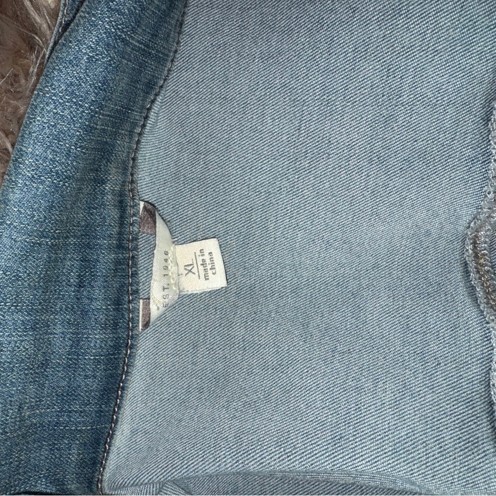 Cato est 1946 Classic Jean Jacket- Distressed Blue- Soft Denim- XL 16/18 Stretch - Picture 8 of 10